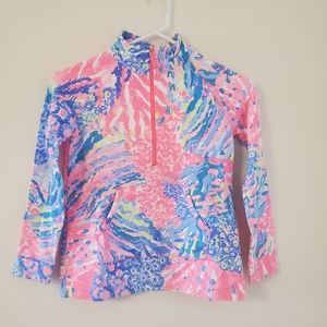 Lilly Pulitzer Pink Blue Quarter Zip Pullover Size Large